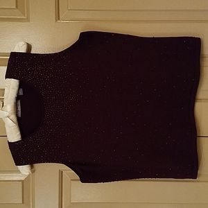 Kate Hill petite silk wine beaded top